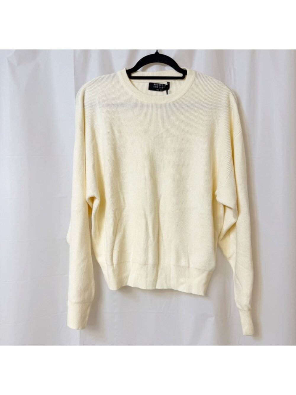 Brunette The Label Ribbed Knit Crew Sweater Cream Medium Large NWT